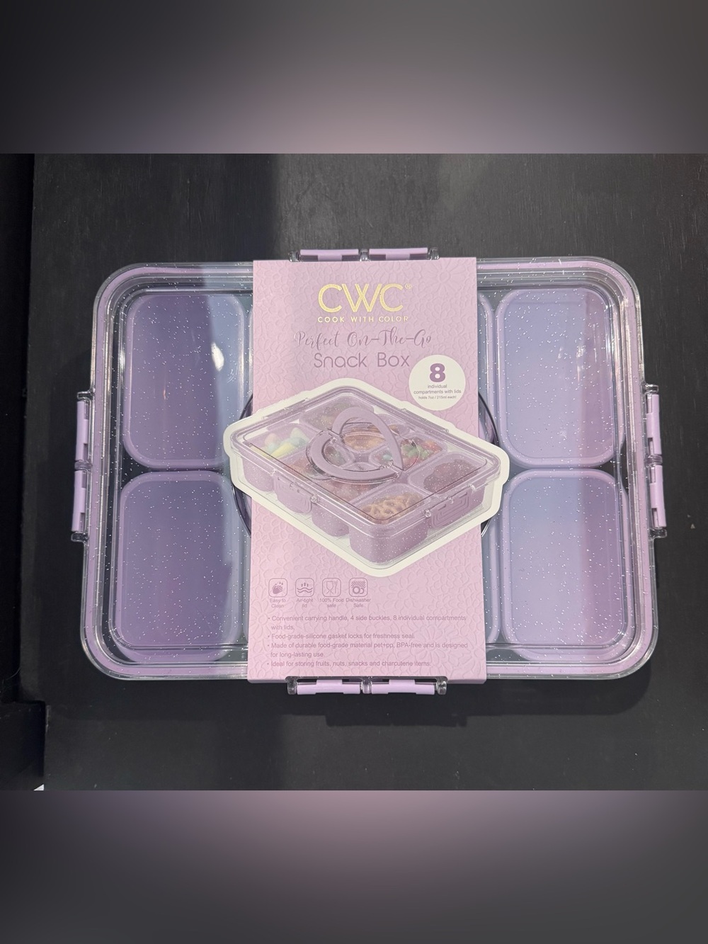NWT CWC Lavender On-The-Go Snack Box - 8 Compartment